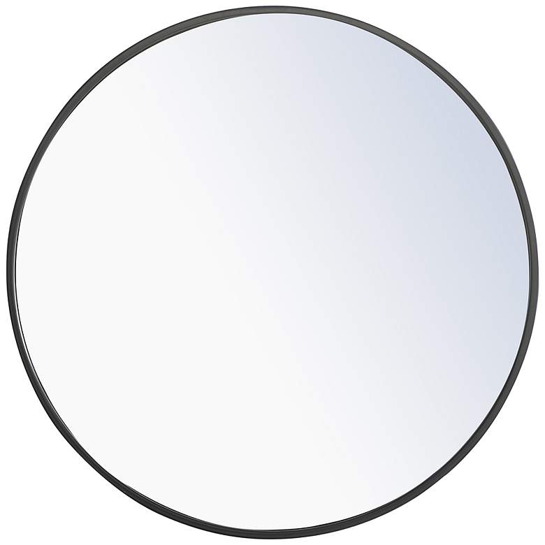 Image 2 24-in W x 24-in H Metal Frame Round Wall Mirror in Black