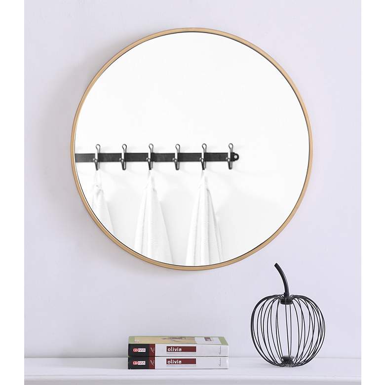 Image 4 24-in W x 24-in H Metal Frame Round Wall Mirror in Brass more views