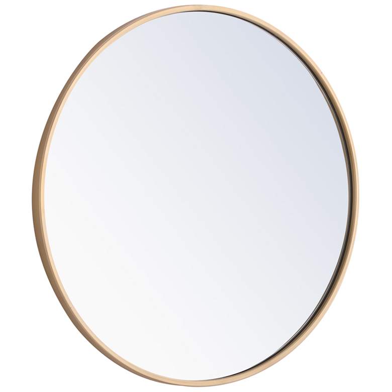 Image 5 24-in W x 24-in H Metal Frame Round Wall Mirror in Brass more views