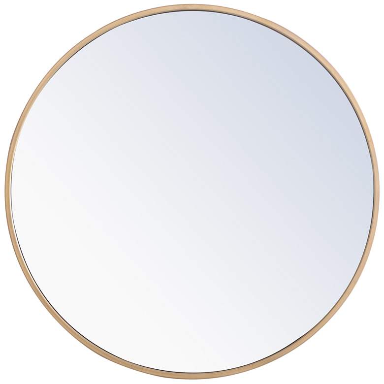Image 6 24-in W x 24-in H Metal Frame Round Wall Mirror in Brass more views