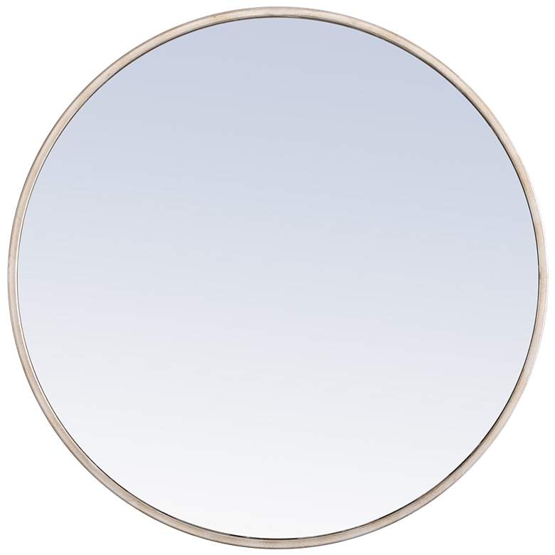 Image 1 24-in W x 24-in H Metal Frame Round Wall Mirror in Silver