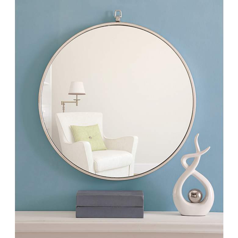 Image 1 24-in W x 24-in H Metal Frame Round Wall Mirror in Silver