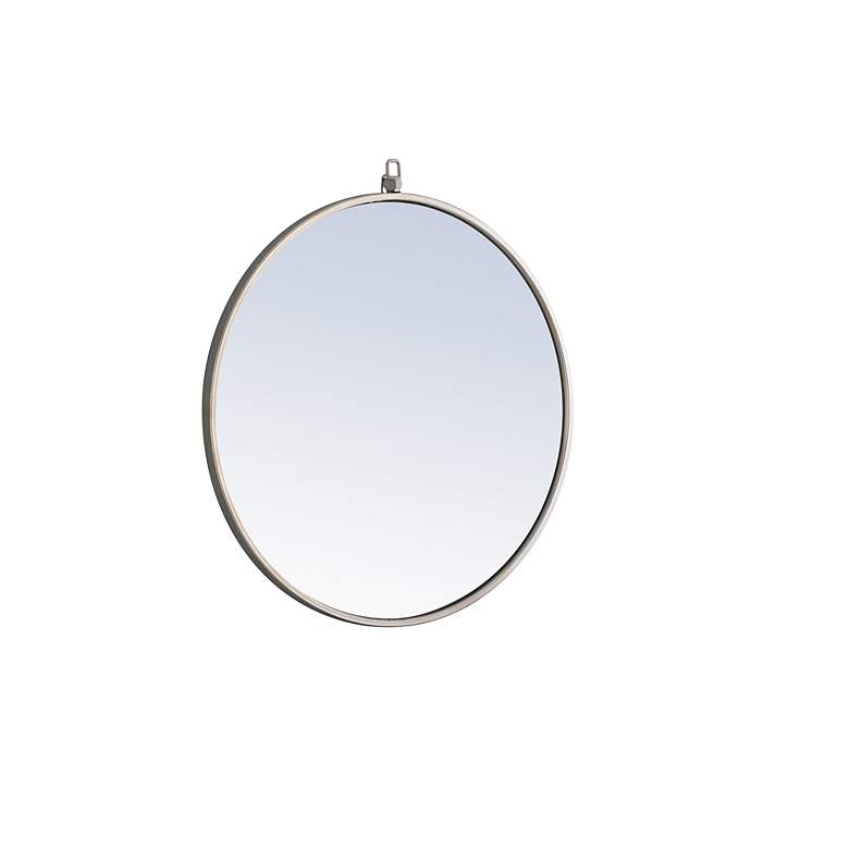 Image 3 24-in W x 24-in H Metal Frame Round Wall Mirror in Silver more views