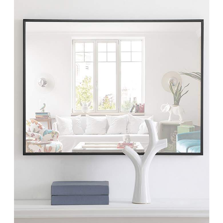 Image 6 24-in W x 32-in H Metal Frame Rectangle Wall Mirror in Black more views