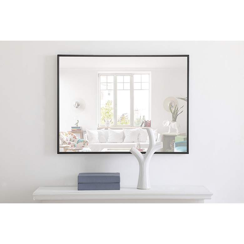 Image 7 24-in W x 32-in H Metal Frame Rectangle Wall Mirror in Black more views
