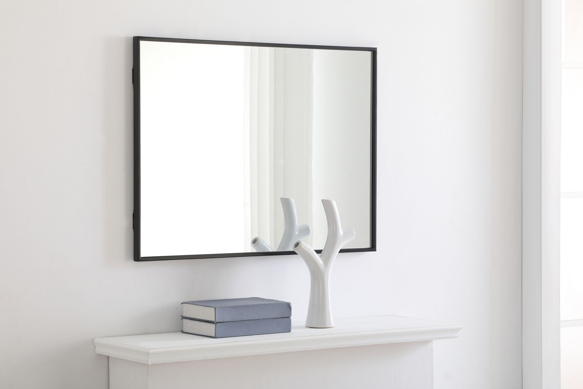 24-in W x 32-in H Metal Frame Rectangle Wall Mirror in Black