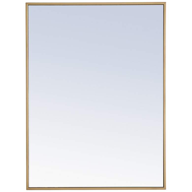 Image 3 24-in W x 32-in H Metal Frame Rectangle Wall Mirror in Brass