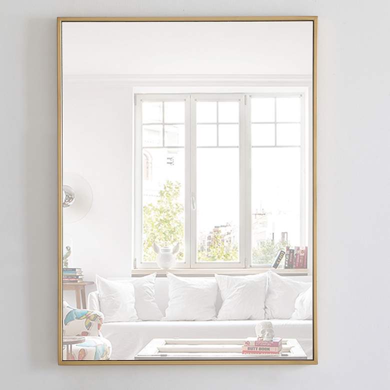 Image 2 24-in W x 32-in H Metal Frame Rectangle Wall Mirror in Brass