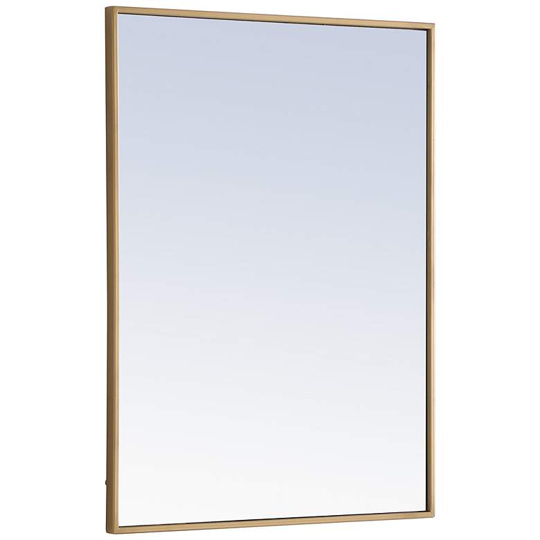 Image 7 24-in W x 32-in H Metal Frame Rectangle Wall Mirror in Brass more views