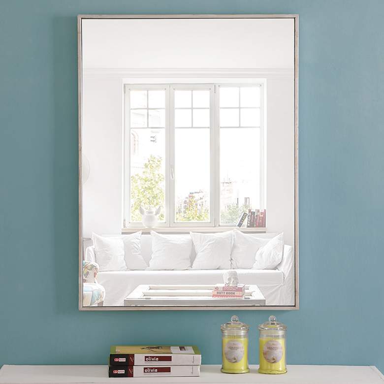 Image 1 24-in W x 32-in H Metal Frame Rectangle Wall Mirror in Silver