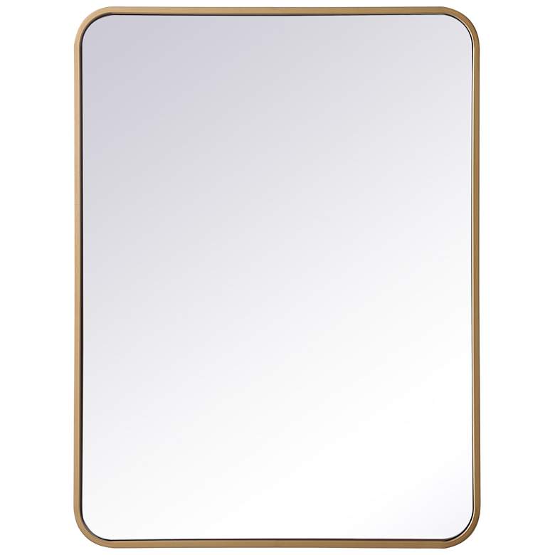 Image 1 24-in W x 32-in H Soft Corner Metal Rectangular Wall Mirror in Brass