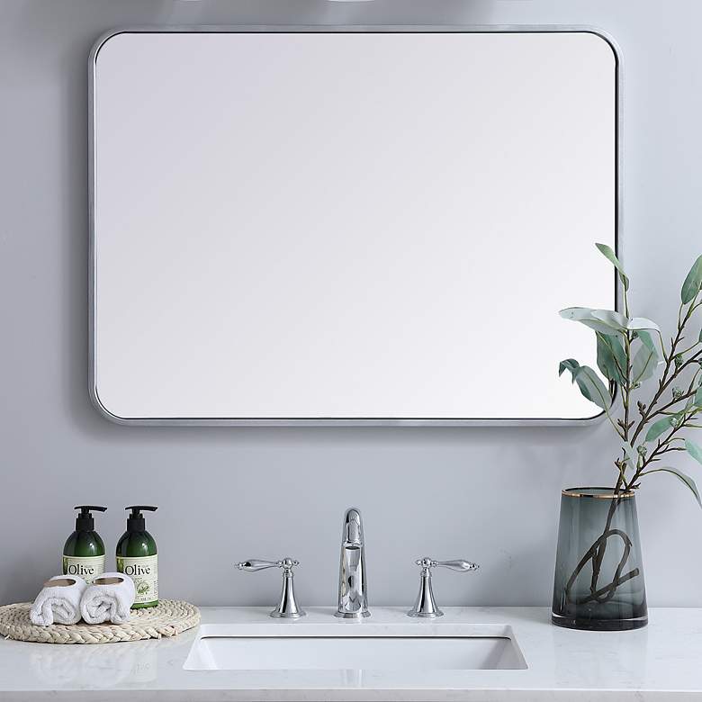 Image 1 24-in W x 32-in H Soft Corner Metal Rectangular Wall Mirror in Silver
