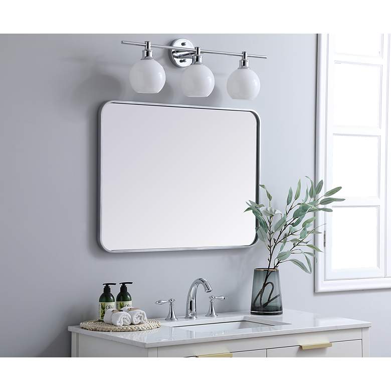 Image 3 24-in W x 32-in H Soft Corner Metal Rectangular Wall Mirror in Silver more views
