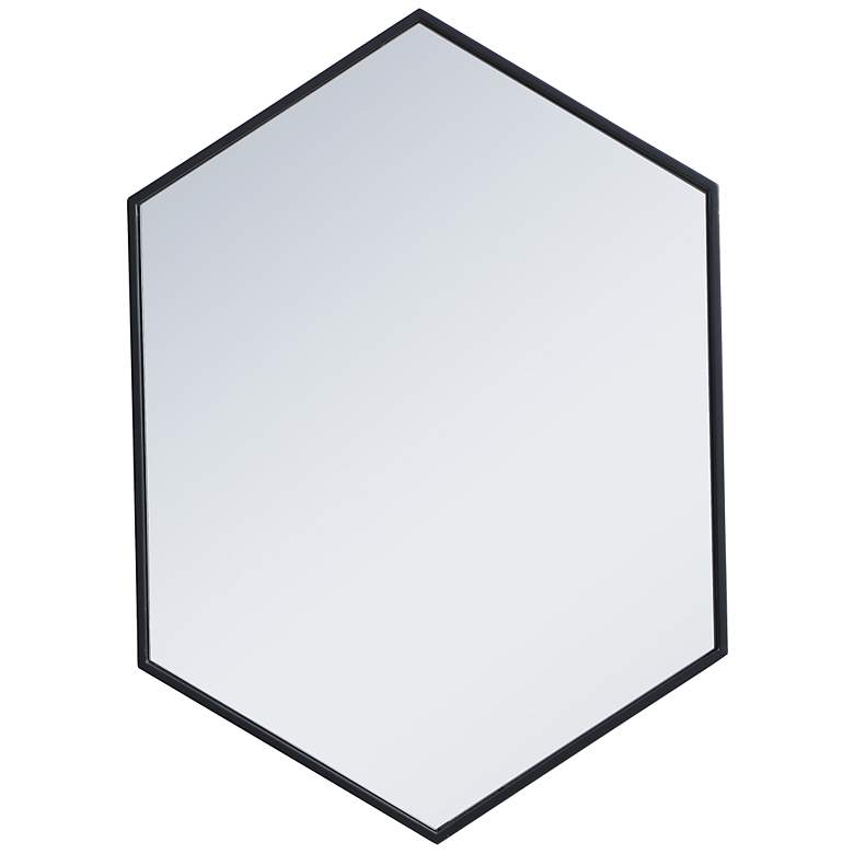 Image 2 24-in W x 34-in H Metal Frame Hexagon Wall Mirror in Black
