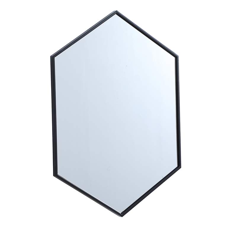 Image 3 24-in W x 34-in H Metal Frame Hexagon Wall Mirror in Black more views