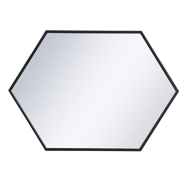 Image 4 24-in W x 34-in H Metal Frame Hexagon Wall Mirror in Black more views