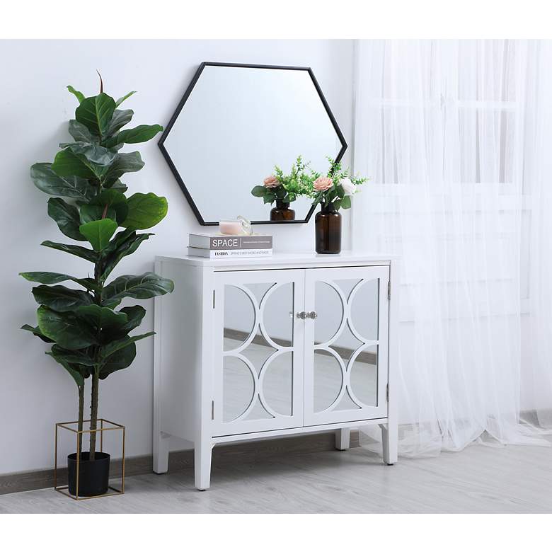 Image 7 24-in W x 34-in H Metal Frame Hexagon Wall Mirror in Black more views