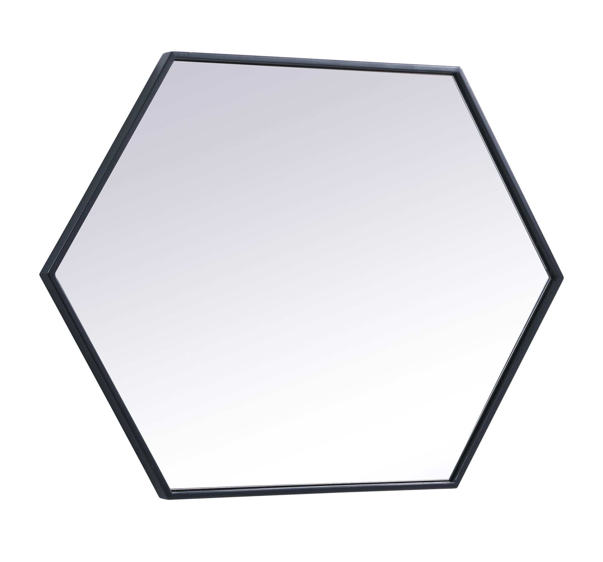 24-in W x 34-in H Metal Frame Hexagon Wall Mirror in Black