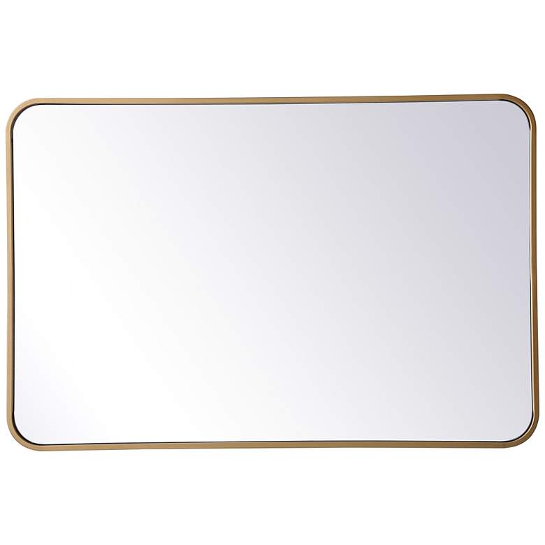 Image 3 24-in W x 36-in H Soft Corner Metal Rectangular Wall Mirror in Brass