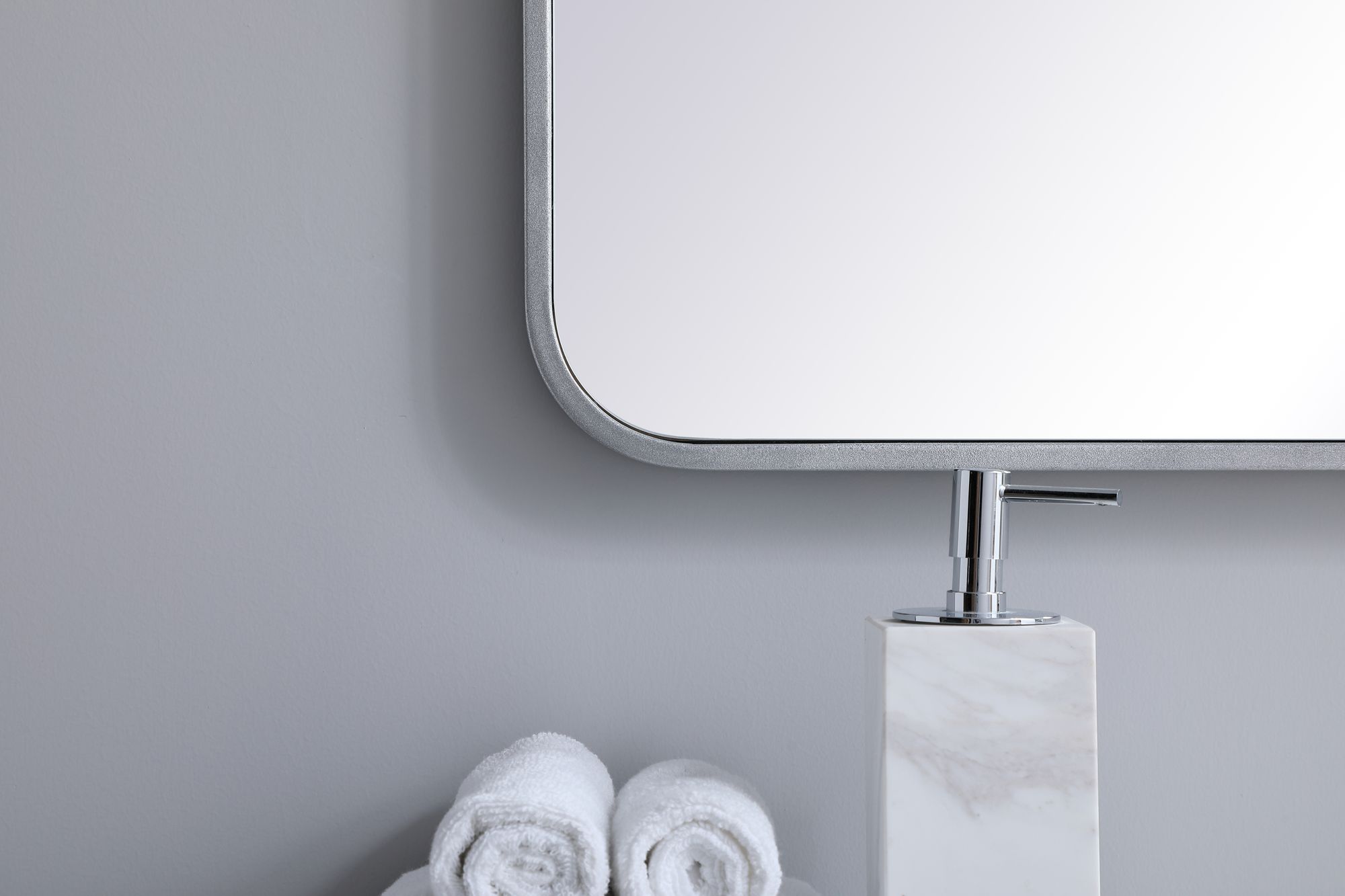 Image 4 24-in W x 36-in H Soft Corner Metal Rectangular Wall Mirror in Silver more views