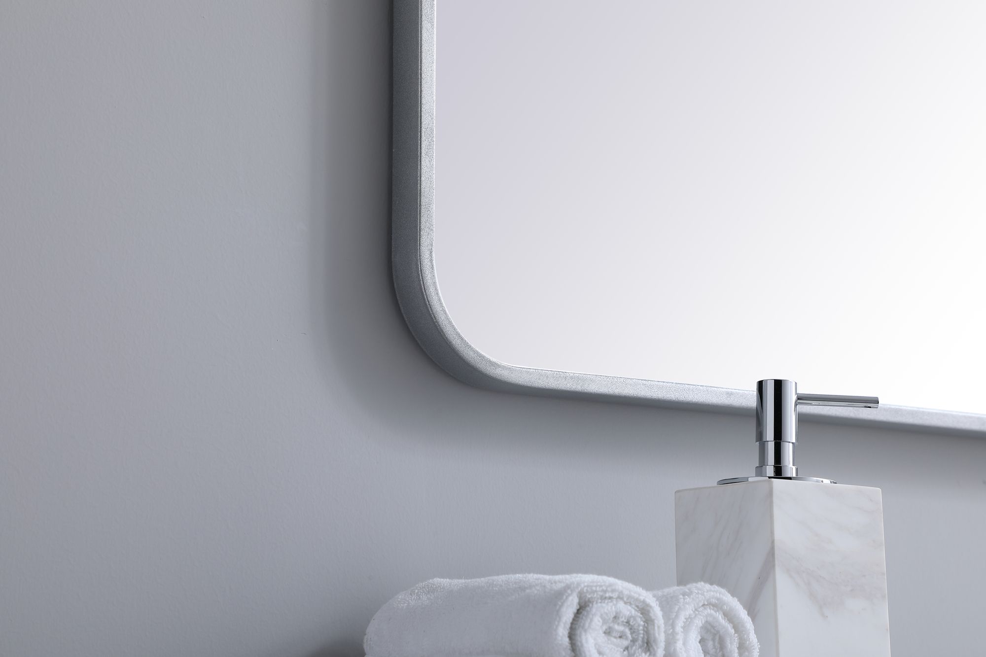 Image 5 24-in W x 36-in H Soft Corner Metal Rectangular Wall Mirror in Silver more views