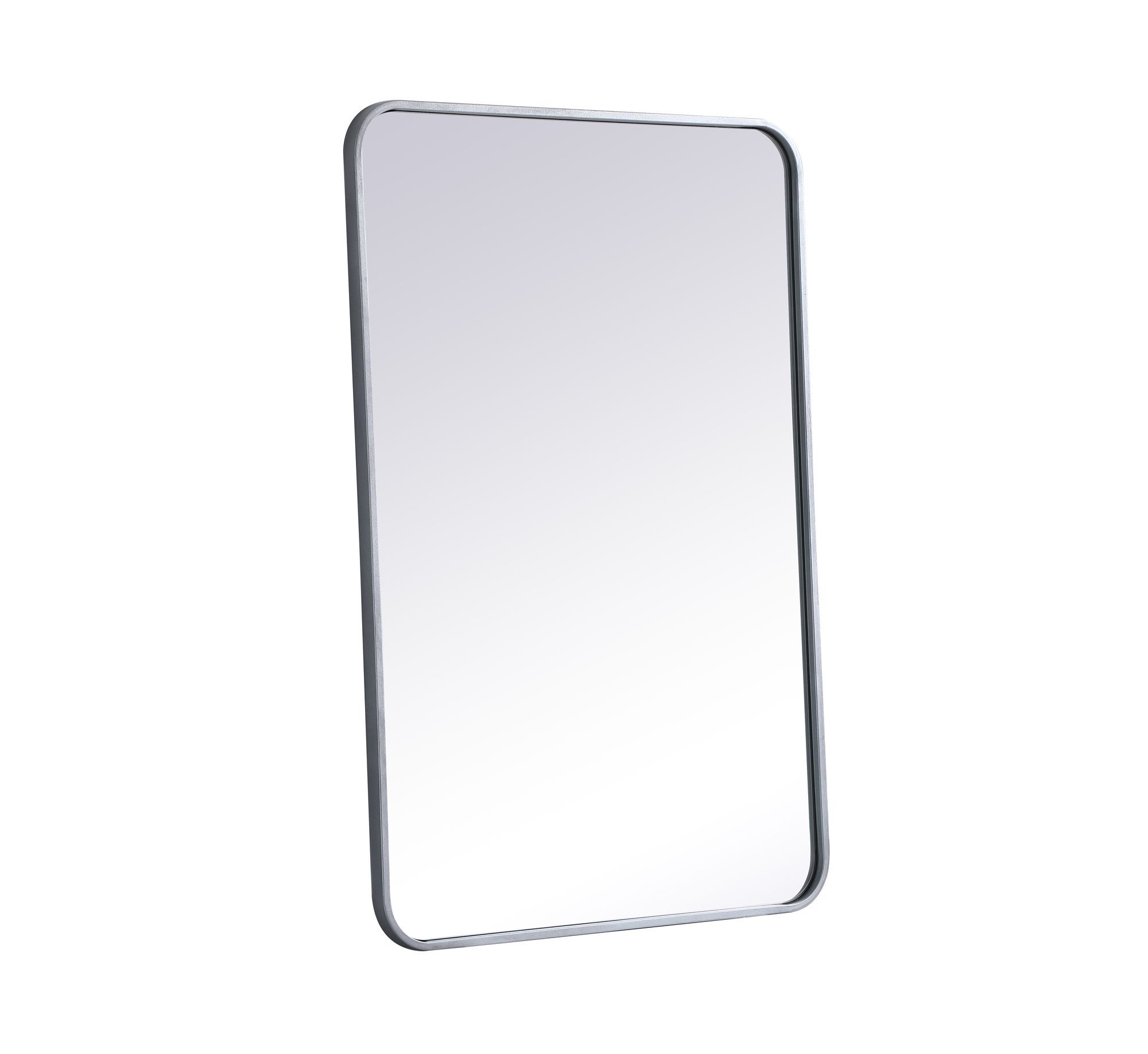 24-in W x 36-in H Soft Corner Metal Rectangular Wall Mirror in Silver