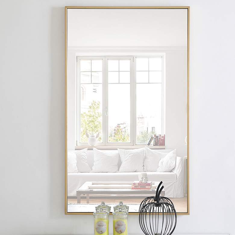 Image 2 24-in W x 40-in H Metal Frame Rectangle Wall Mirror in Brass