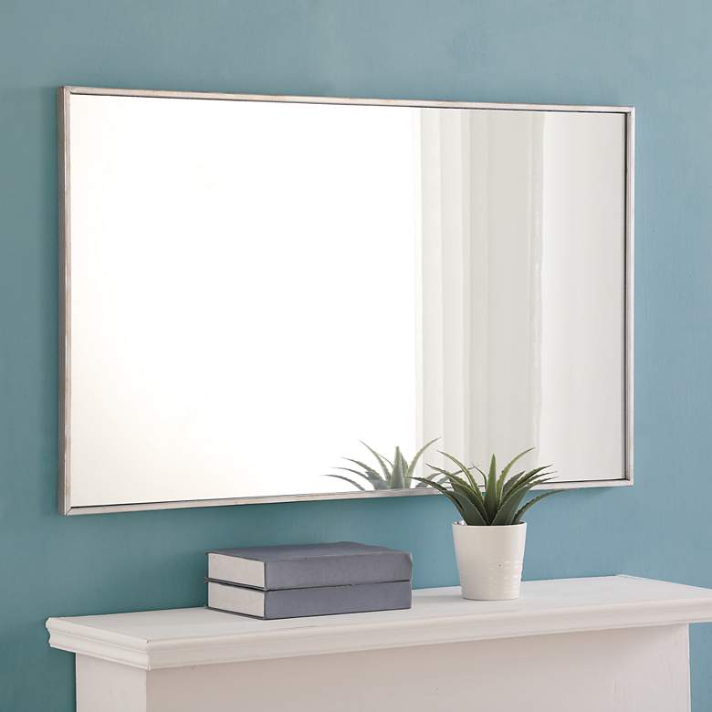 Image 1 24-in W x 40-in H Metal Frame Rectangle Wall Mirror in Silver