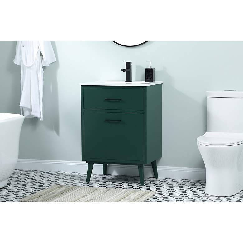 Image 3 24 Inch Bathroom Vanity In Green more views