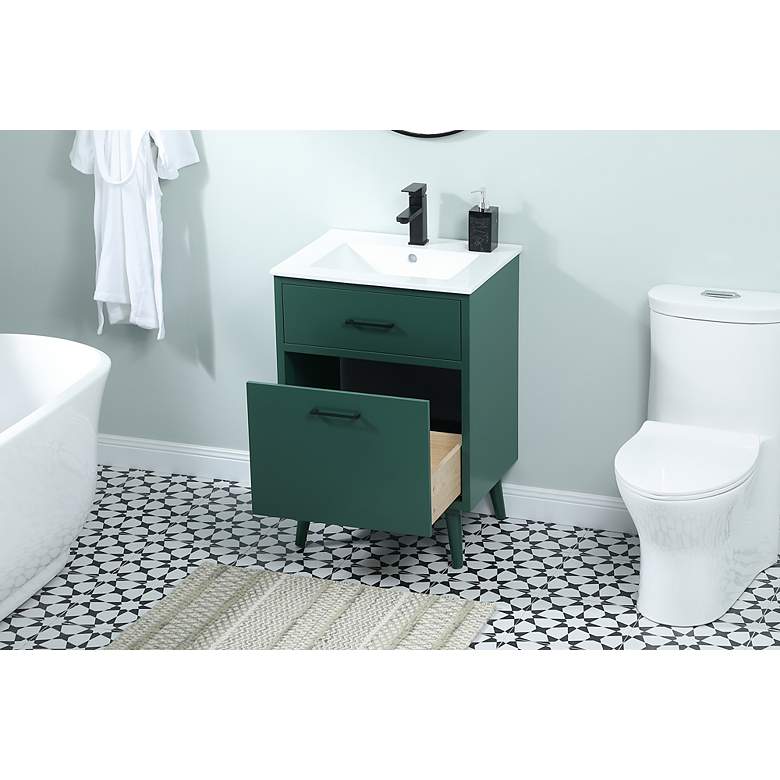 Image 4 24 Inch Bathroom Vanity In Green more views