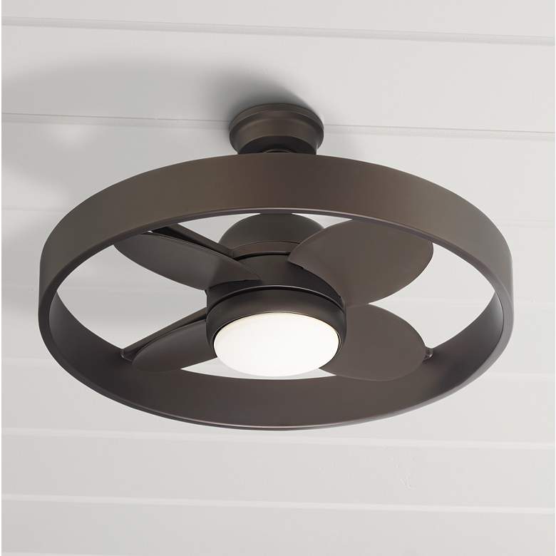 Image 1 24" Casa Agile Bronze Circle Damp Rated LED Ceiling Fan