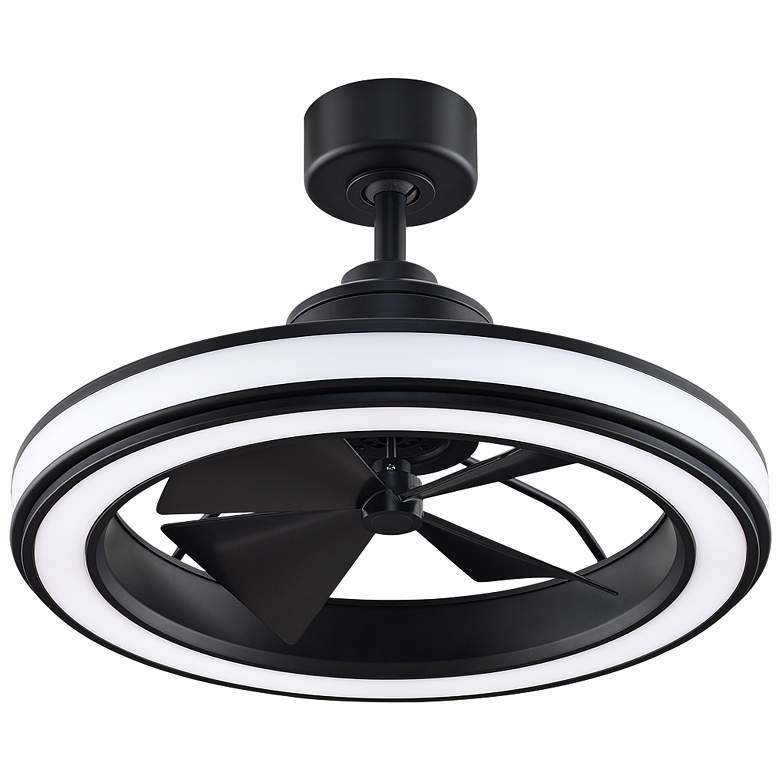 Image 2 24 inch Fanimation Gleam Black Damp Location Modern LED Fan with Remote