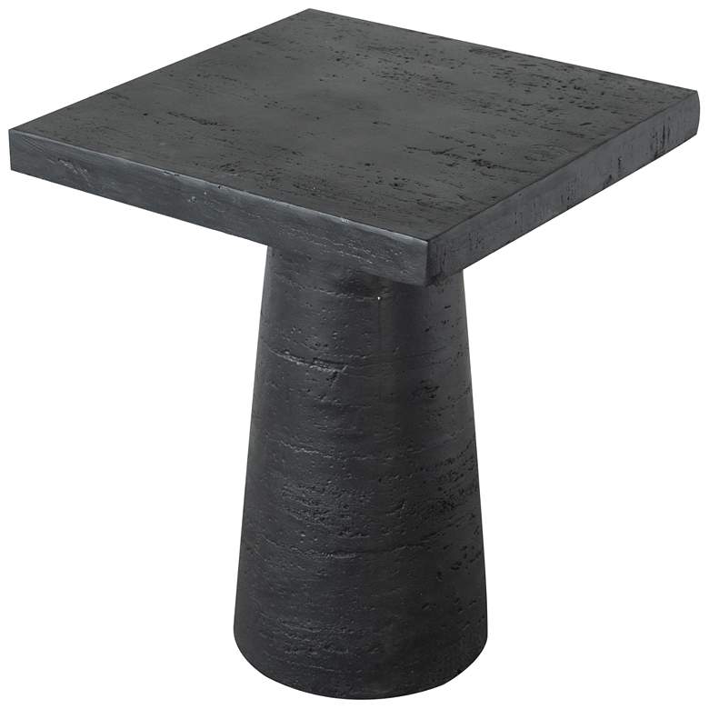 Image 1 24 inch High Black Cement Square Side Table with Pedestal Base