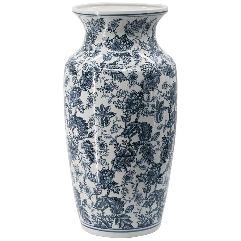 Image 1 24" High Blue and White Chinoiserie Urn-Shaped Vase