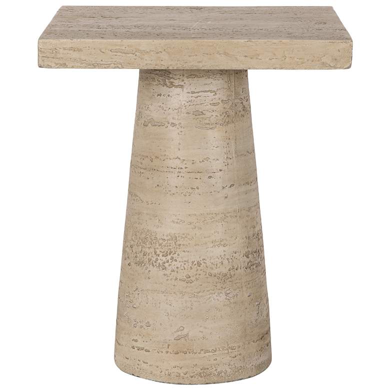 Image 1 24 inch High Cream Cement Square Side Table with Pedestal Base