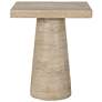 24" High Cream Cement Square Side Table with Pedestal Base