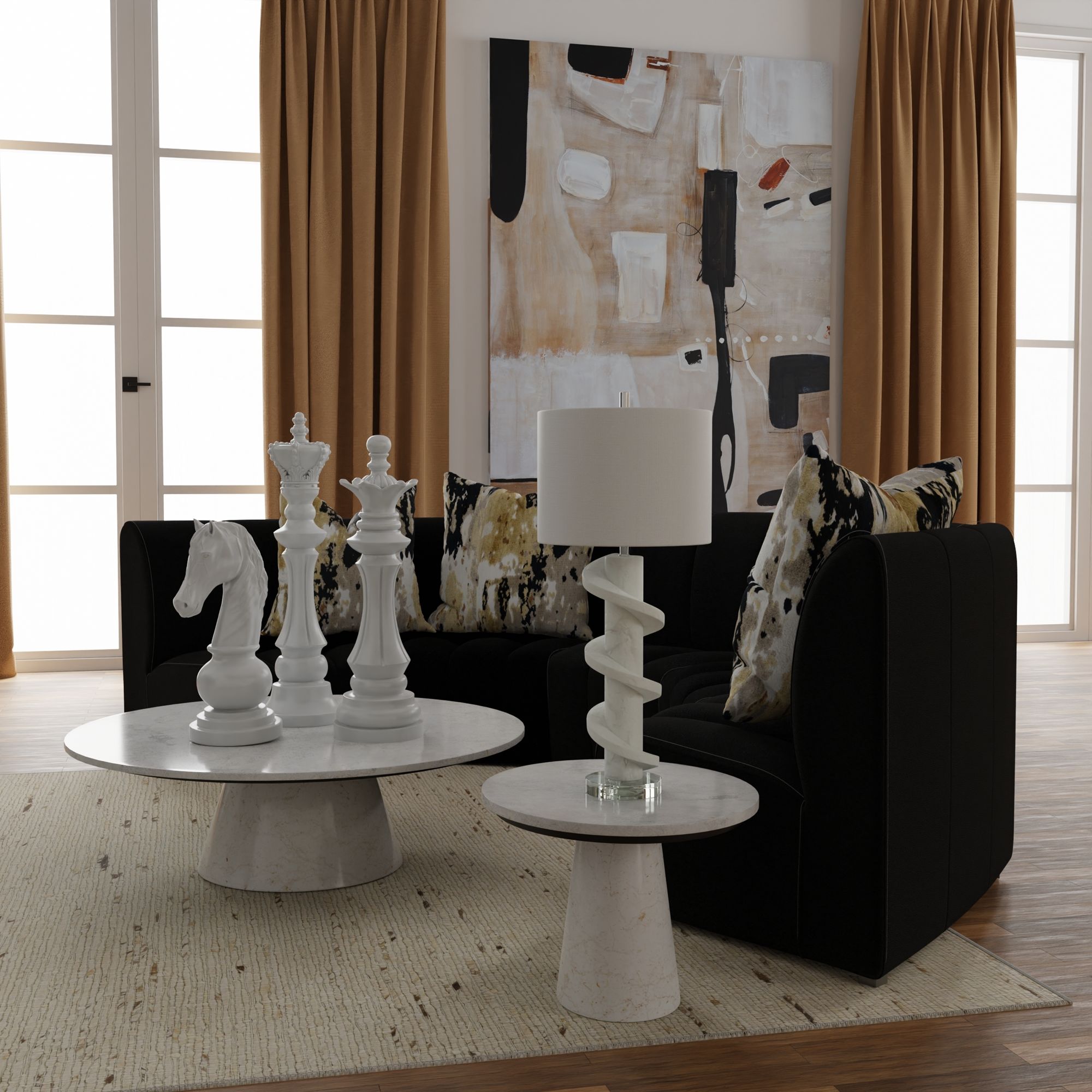 Image 3 24" High Matte White Knight Chess Piece Statue more views