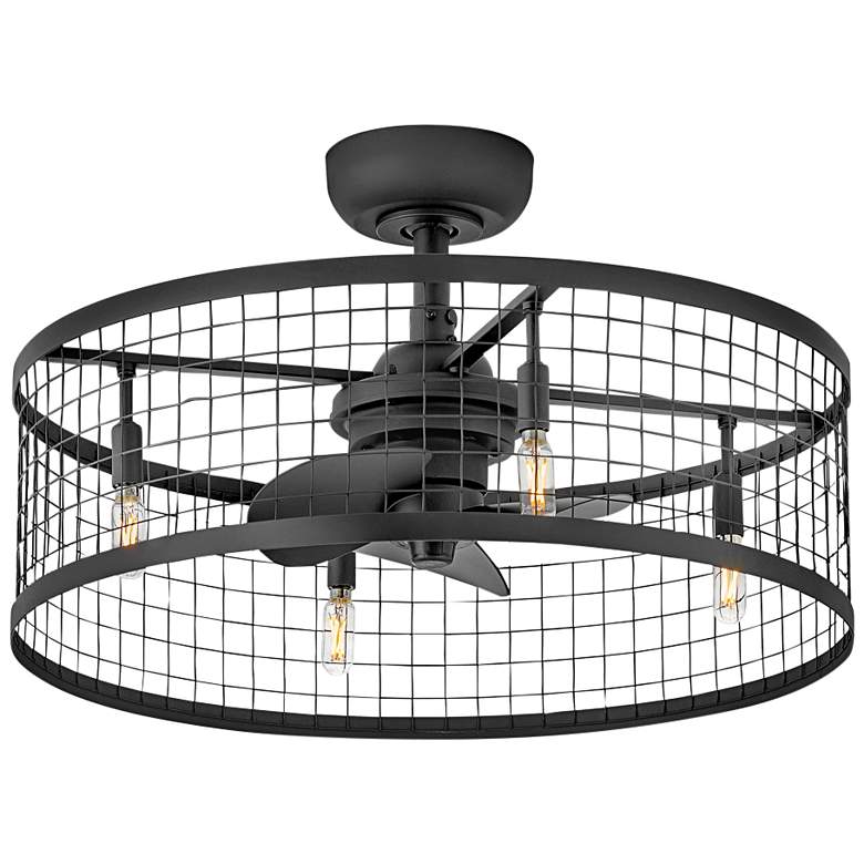 Image 3 24" Hinkley Finnigan Matte Black LED Fandelier Ceiling Fan with Remote