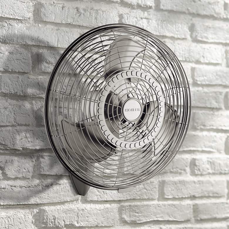 Image 1 24" Kichler Pola Nickel Plug-In Outdoor Wall Fan with Pull Chain