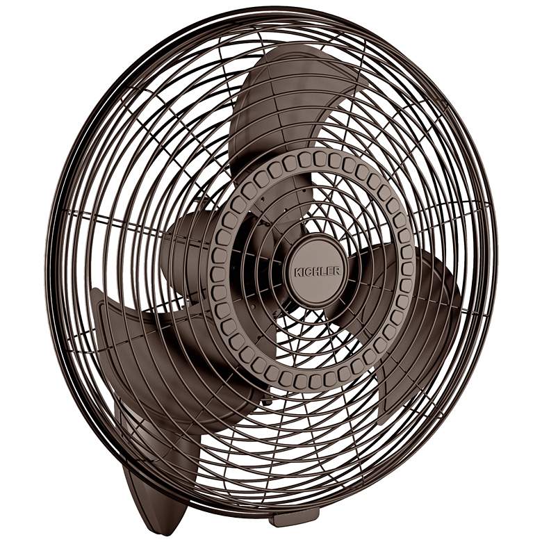 Image 2 24" Kichler Pola Satin Bronze Plug-In Outdoor Wall Fan with Pull Chain