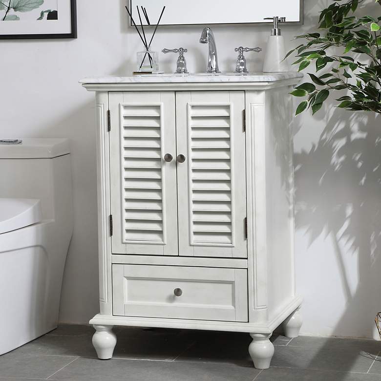 Image 1 24 Inch Single Bathroom Vanity In Antique White