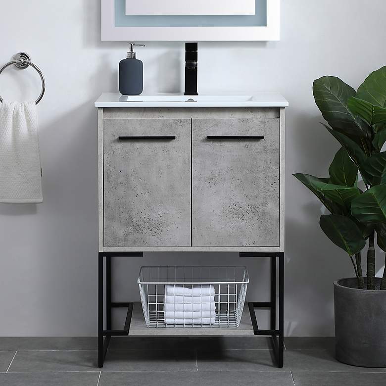Image 1 24 Inch Single Bathroom Vanity In Concrete Grey