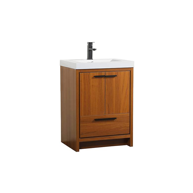 Image 2 24 Inch Single Bathroom Vanity In Teak more views