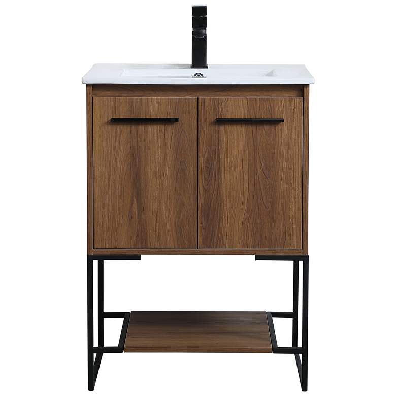 Image 1 24 Inch Single Bathroom Vanity In Walnut Brown