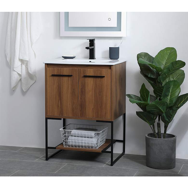 Image 3 24 Inch Single Bathroom Vanity In Walnut Brown more views