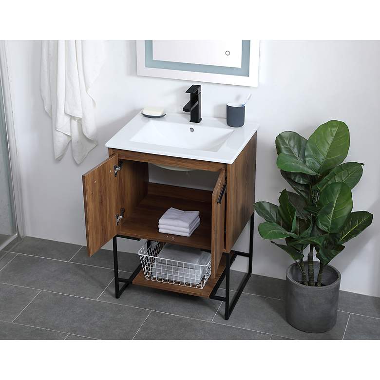 Image 4 24 Inch Single Bathroom Vanity In Walnut Brown more views