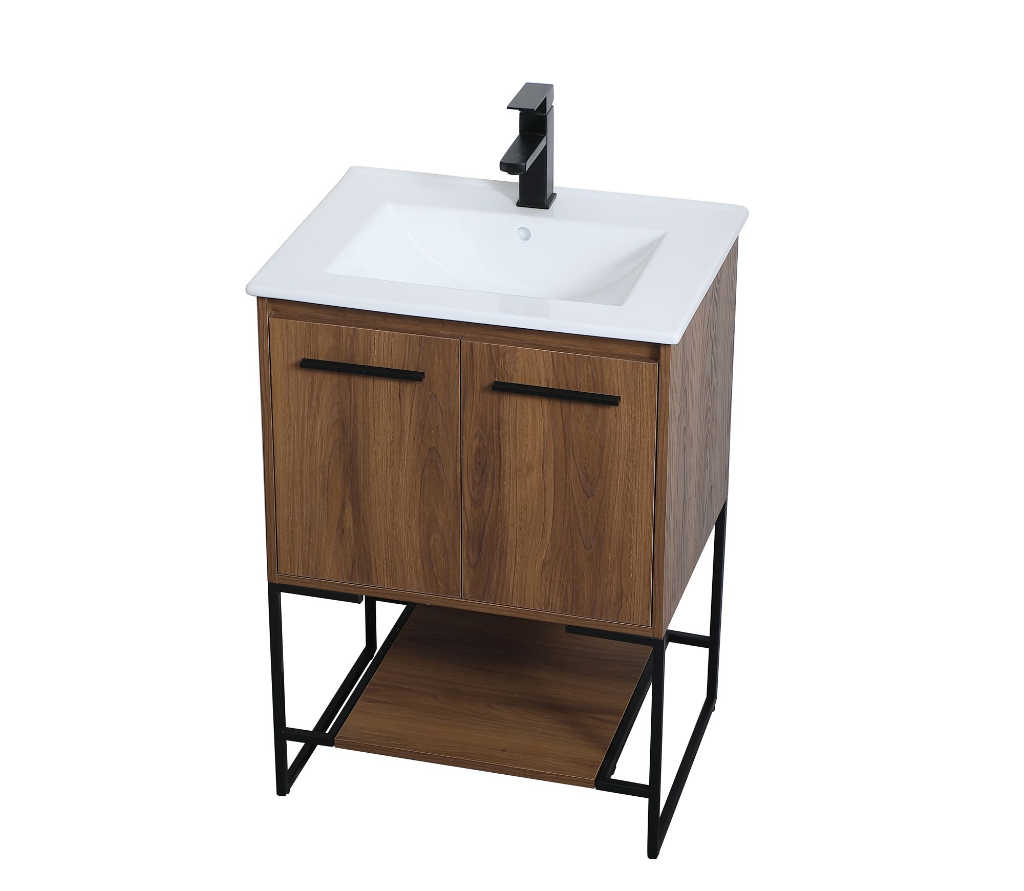 24 Inch  Single Bathroom Vanity In Walnut Brown