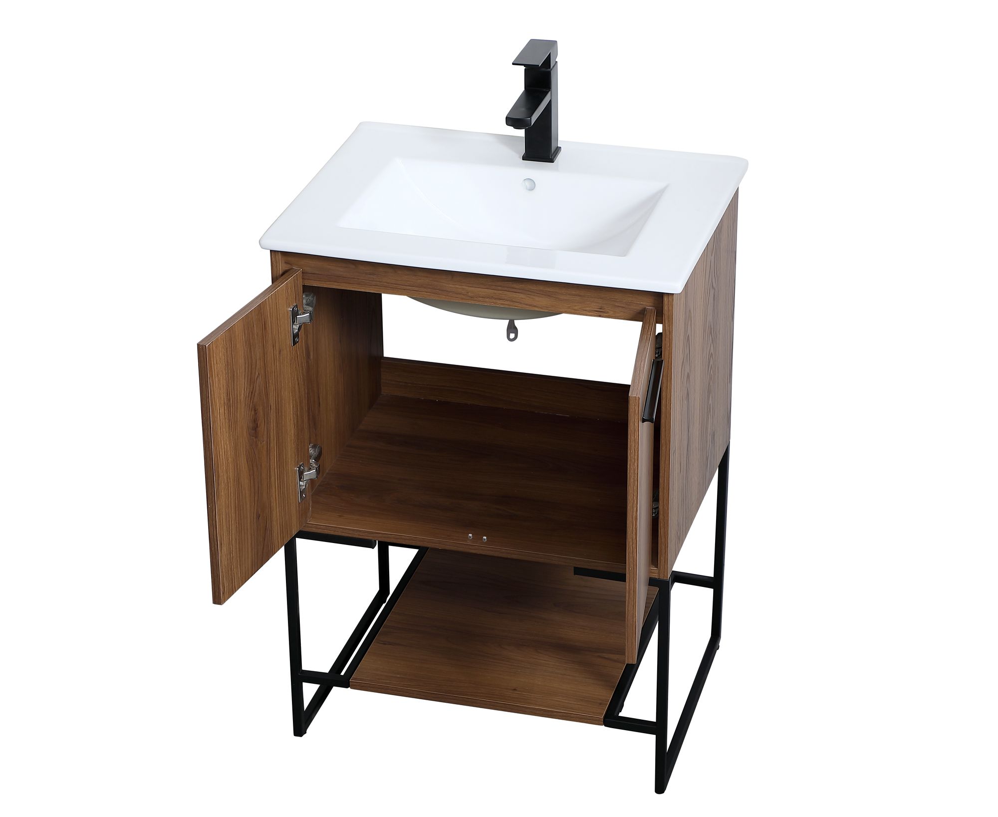 24 Inch  Single Bathroom Vanity In Walnut Brown