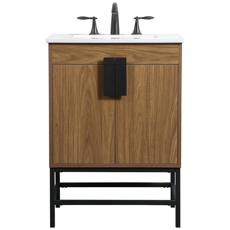 Image 1 24 Inch Single Bathroom Vanity In Walnut Brown