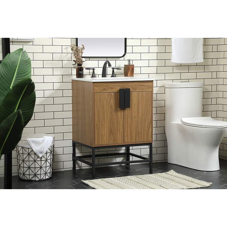 Image 3 24 Inch Single Bathroom Vanity In Walnut Brown more views